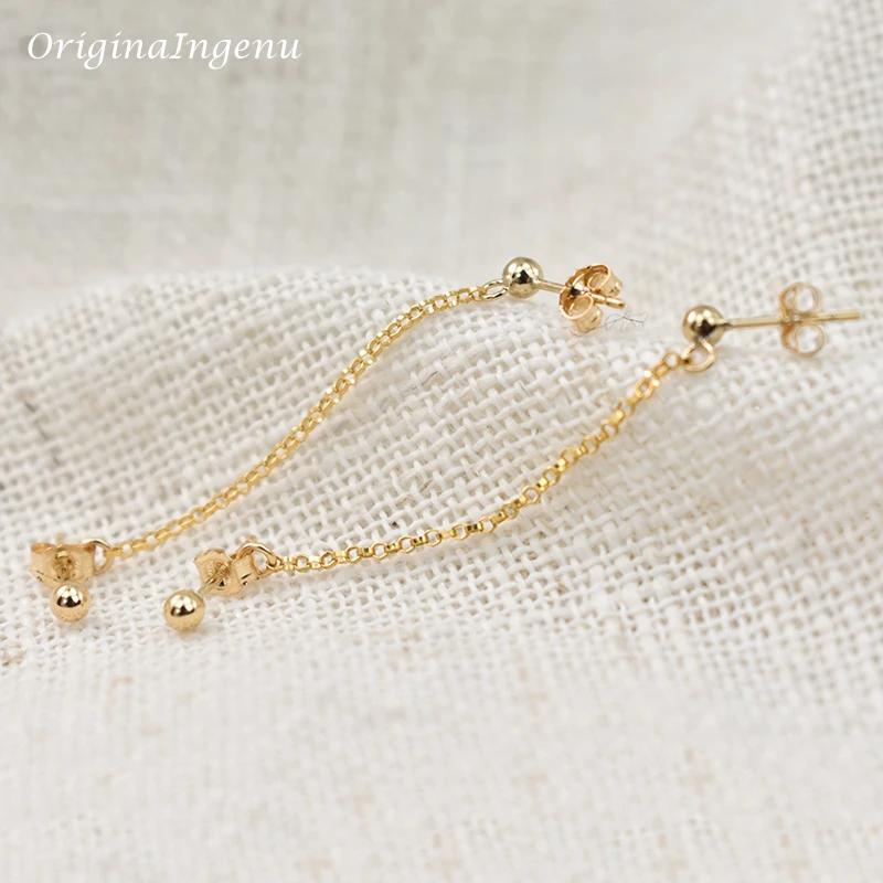 14K Gold Filled Double Hole Earrings Handmade Earrings Gold Jewelry Oorbellen Brinco Vintage Jewelry Boho Women Earrings