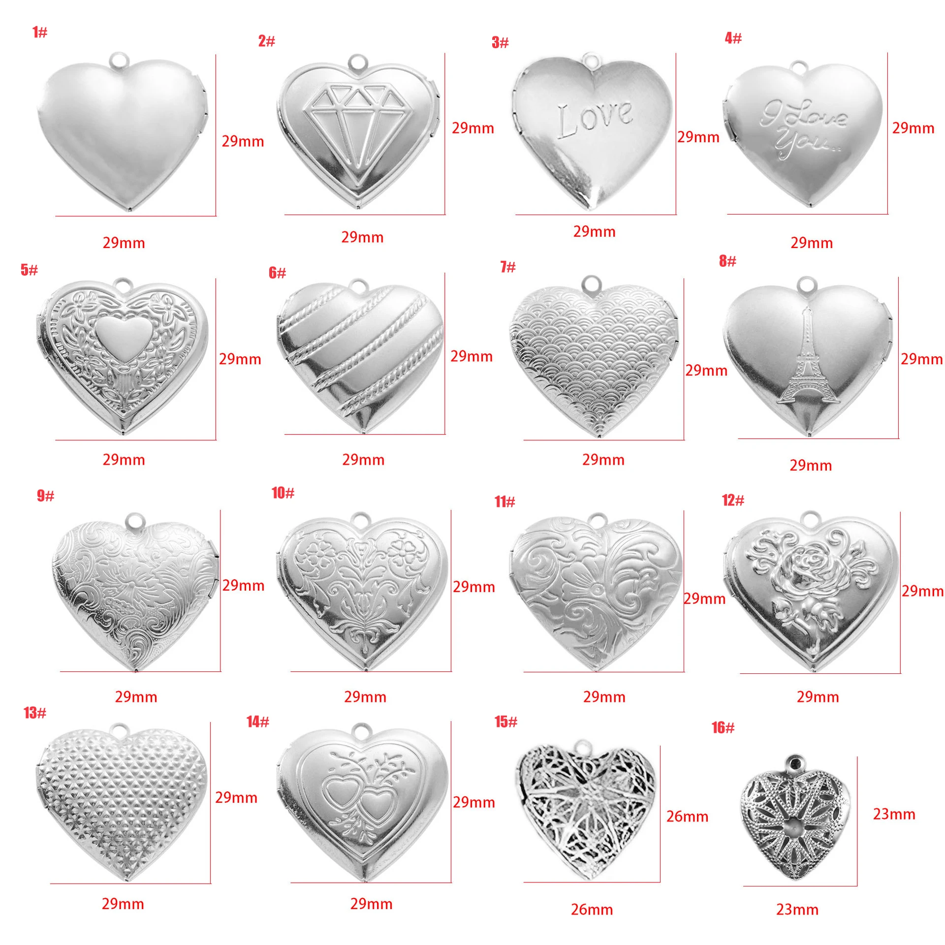 Stainless Steel Heart Locket Charms Openable Photo Picture Pendant DIY Jewelry Making Accessories Love Memory Couple Keepsake