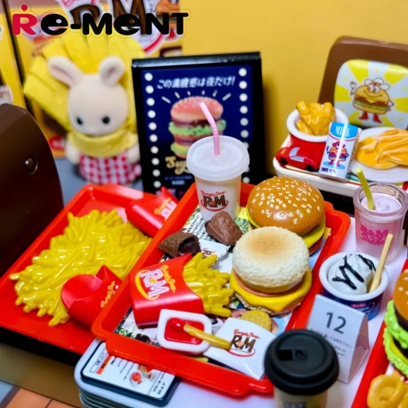 Hot Re-Ment Chocolate World Hamburger Model Dessert Room Miniature Scene Blind Box Decoration Birthday Gifts