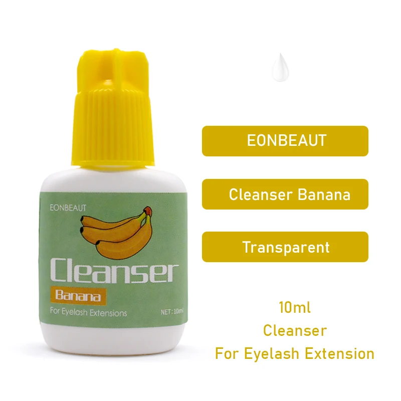 2 Bottles EONBEAUT Eyelash Extension Supplies Glue Tools Natural Lash Cleanser Scented 10ml Liquid Clean Makeup Banana