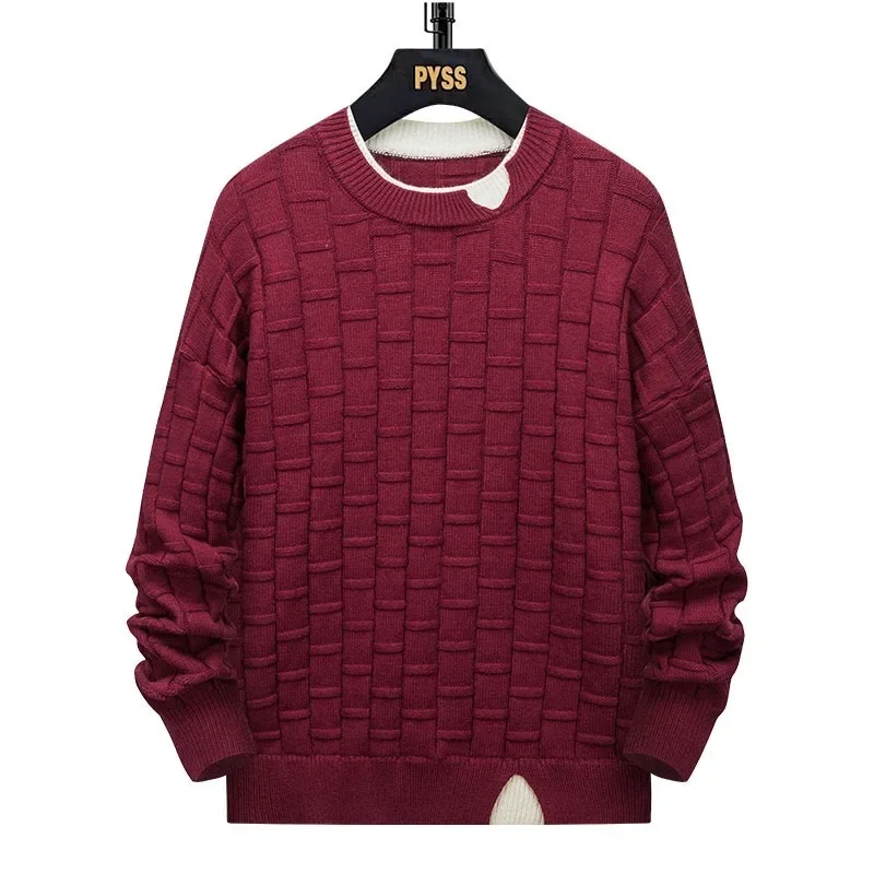 Plus Size Men's New Crewneck Sweater Men's Vest Sweater Autumn and Winter Sweater Men's Loose Vintage Coat Family Comfort Top