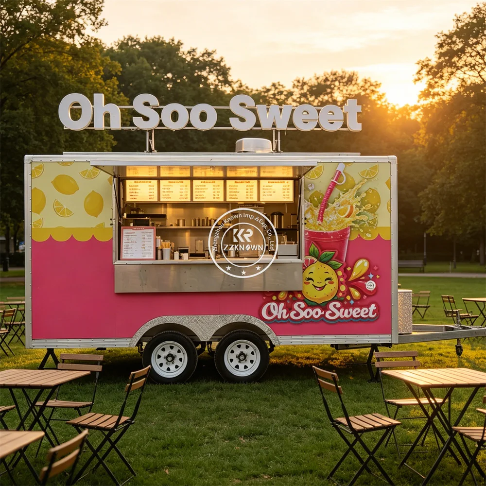 Mobile Burger Truck Coffee Ice Cream Kitchen Trailer Street Catering Cart Commercial Fast Food Truck Trailer With Full Equipment