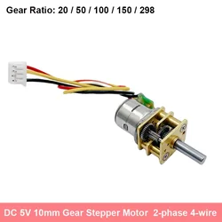 Micro 10mm 2-phase 4-wire Precision Gear Stepper Motor Full Metal Gearbox Reduction Ratio 20/ 50/ 100/ 150/ 298 / Driver Board