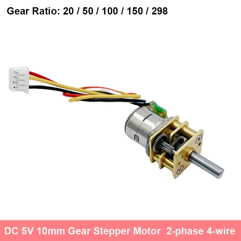 Micro 10mm 2-phase 4-wire Precision Gear Stepper Motor Full Metal Gearbox Reduction Ratio 20/ 50/ 100/ 150/ 298 / Driver Board