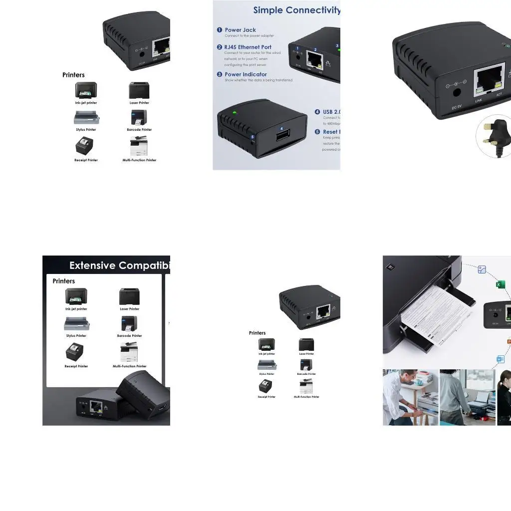 

652f USB2.0 Server Server Nu78m41 Server Server USB2.0 Сервер печати подключения