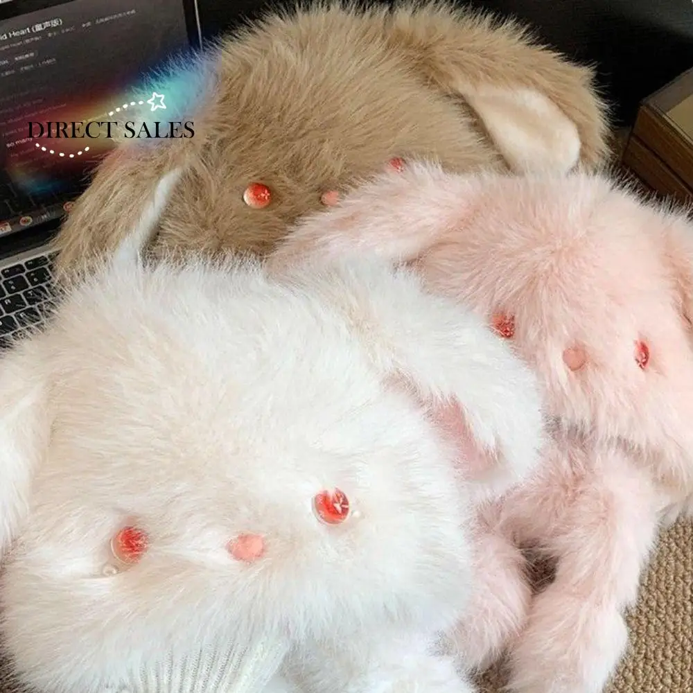 

Зимняя плюшевая шапка с защитой от холода, ветрозащитная теплая шапка с кроличьими ушками, мультяшная мягкая пушистая защитная шапка для ушей, дорожная кепка