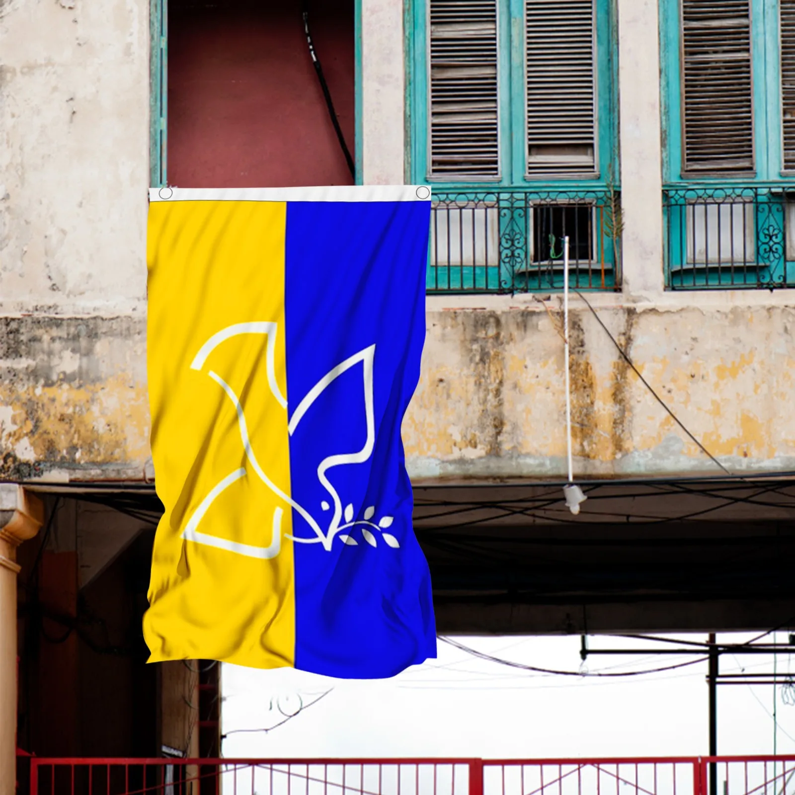 Blue Yellow Flag Dove Olive Branch Decorative Banner Outdoor Hanging Flag National Emblem Flag National Decor Flag Peace 2026 T1