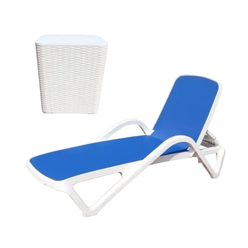Outdoor Beach Chair, Patio Pool Recliner, Garden Plastic Lounge Chair, Textilene Mesh Fabric, Portable Folding Deck Chair