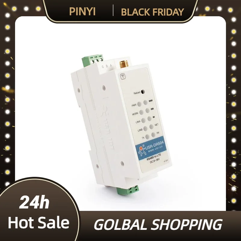 Porta serial celular industrial em trilho DIN Modem RS485 4G FDD-LTE Conversor de servidor WCDMA USR-DR504 Modbus RTU para TCP