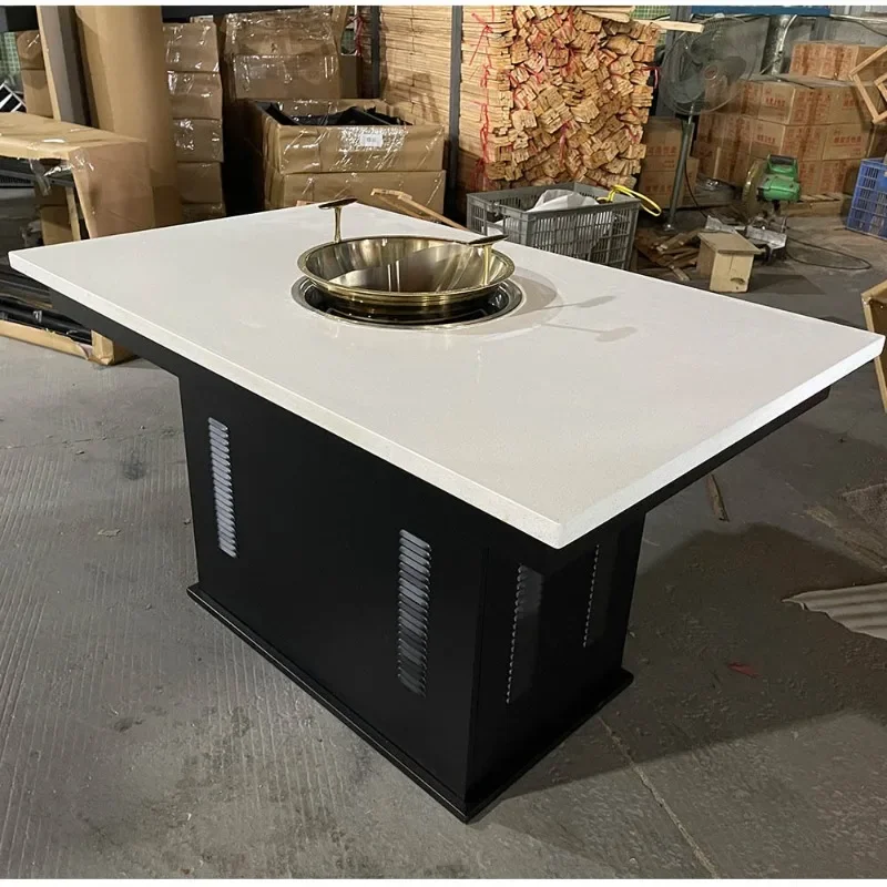 Hot pot table Marble rock slab hot pot table Commercial self-purification string hot pot restaurant table