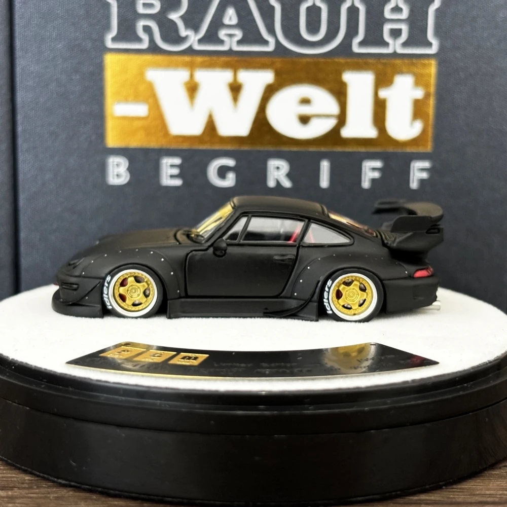 PGM 1:64 RWB993 Matte Black Color Full Open Diecast Model Car