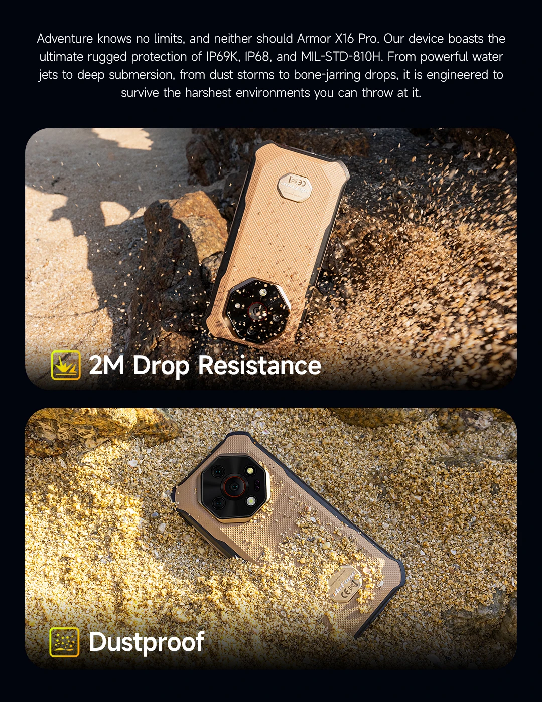 Ulefone Armor X16 Pro 10360mAh Glare Flashlight 5G Rugged Phone Smartphone Android 15 Up to 16GB+256GB 64MP Main Cam 6.56" 120Hz