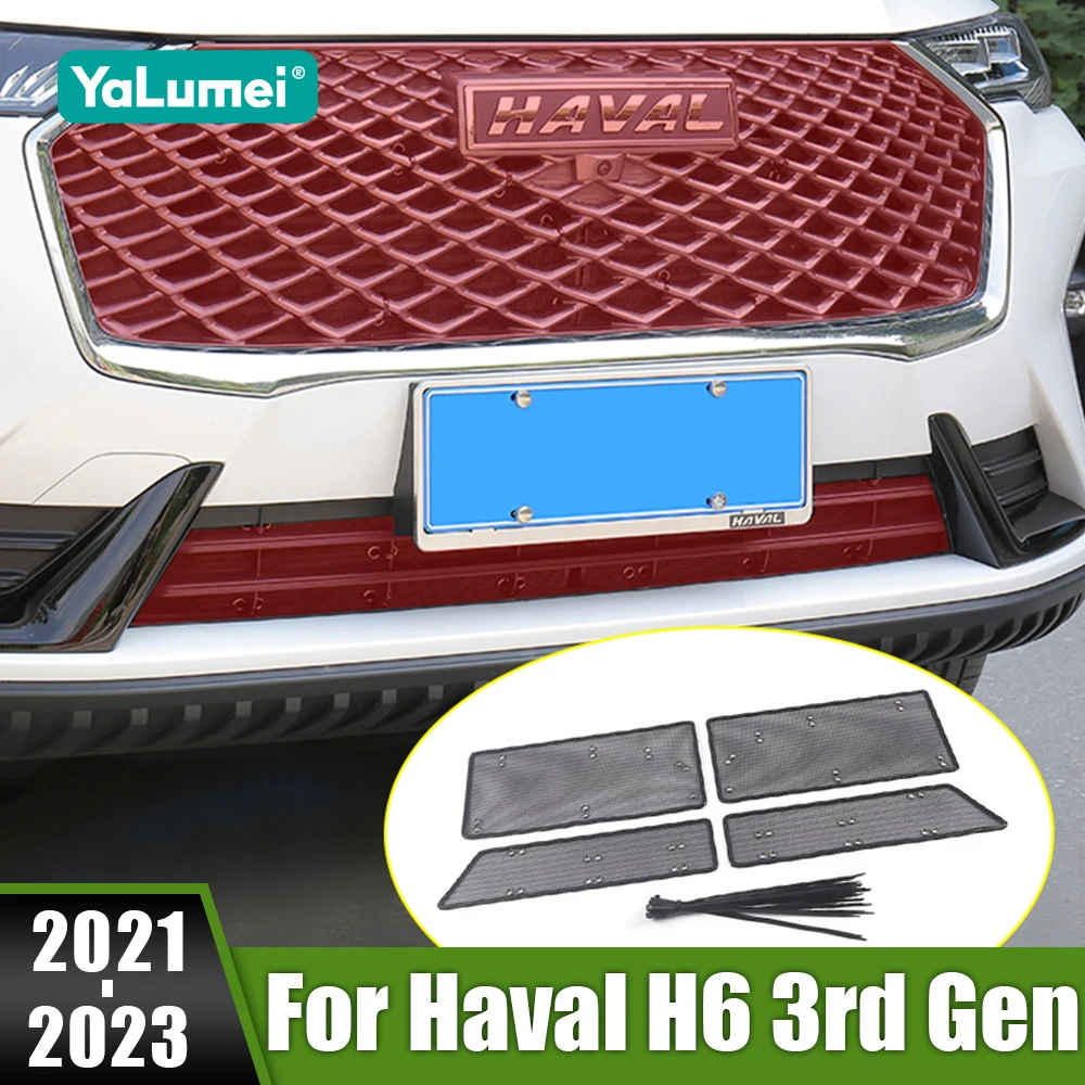 For Haval H6 3rd Gen 2021 2022 2023 GT DHT-PHEV Car Middle Insect Screening Mesh Front Grille Net Anti-mosquito Dust Cover Case