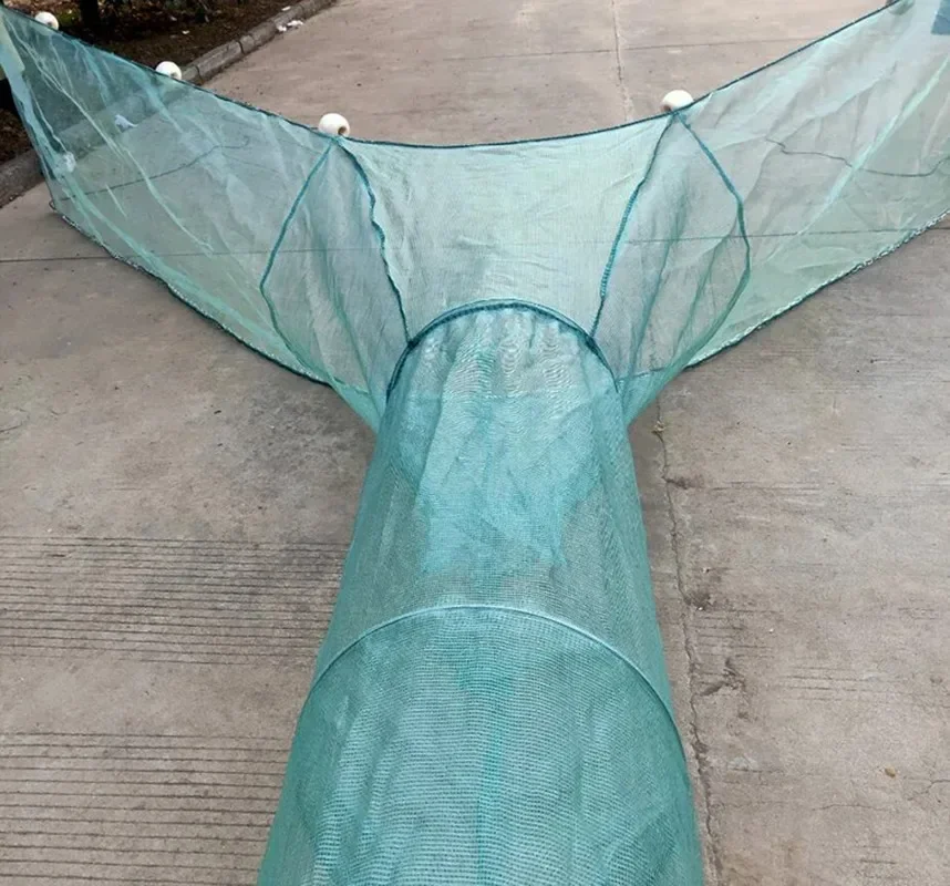 Lawaia Shrimp Cage with Iron Chain Fishing Trap Net Folding Fishing Cage Foam Float  2M/3M Small Mesh