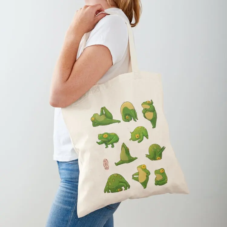 Yoga Frogs 2 Poster No Text Tote Bag supermarket folding bag personalized tote bag Fabric