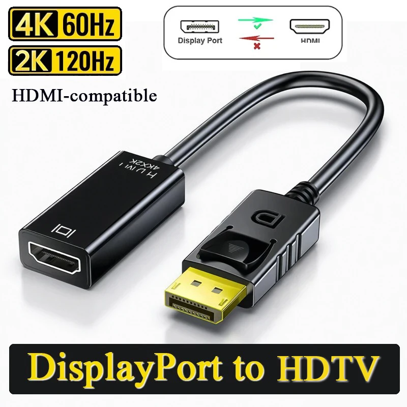 Display Port DP To HDMI Adapter DisplayPort to HDMI Adapter Cable 4K 60HZ DP to HDMI Adapter Cable DP To HDTV Cable Converter