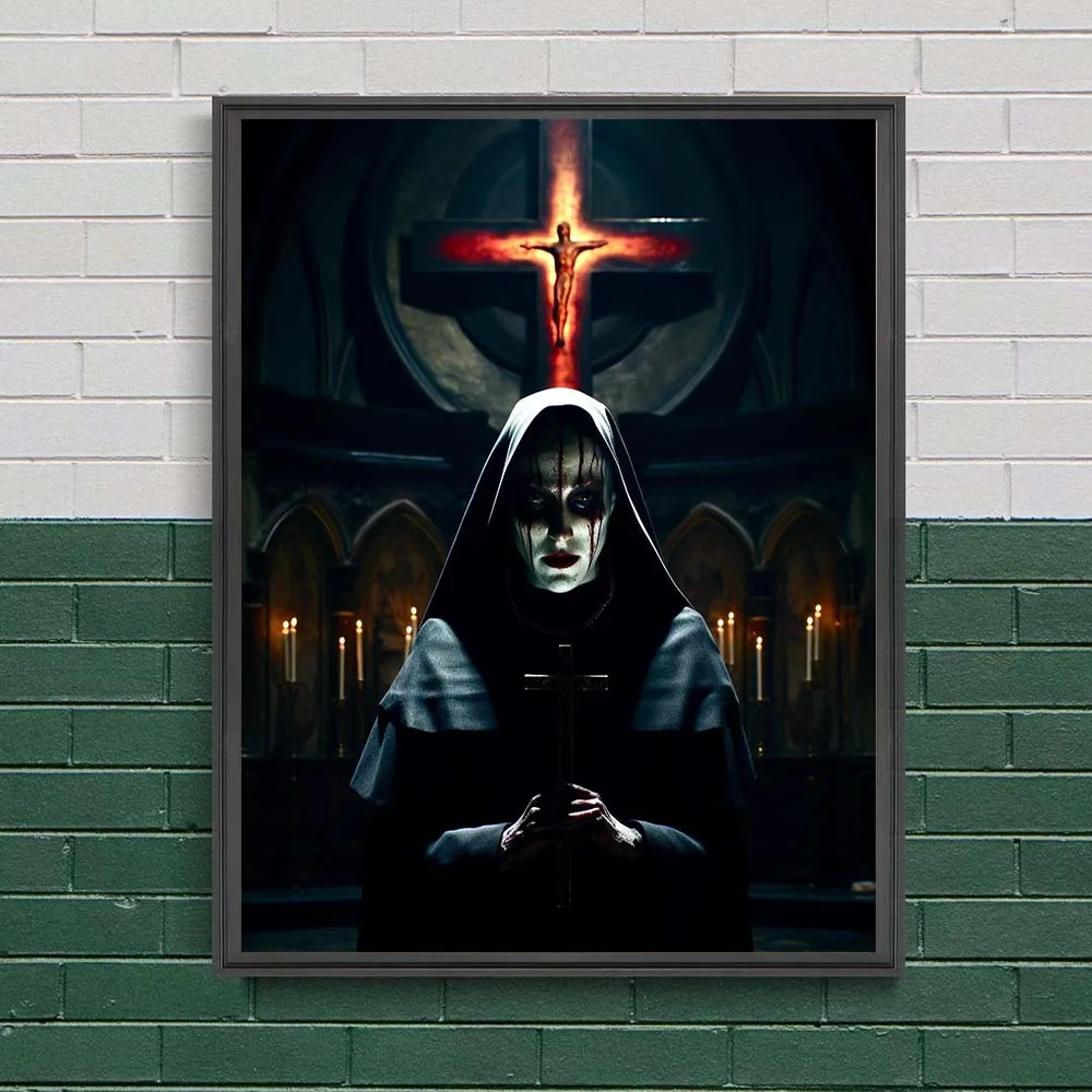 Creepy And Bloody Nun Vintage Wall Art Canvas Painting A Nun Controlled By Demons Horror Art Poster Print Home Decor Unframed