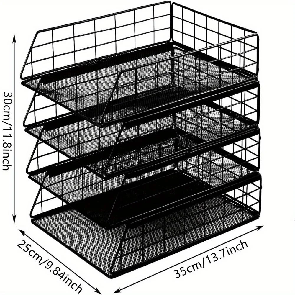 Imagem -04 - Empilhável Carta Bandeja Organizador de Papel Mesa de Metal a4 de Armazenamento de Papel Adequado para o Escritório Pisos Conjunto