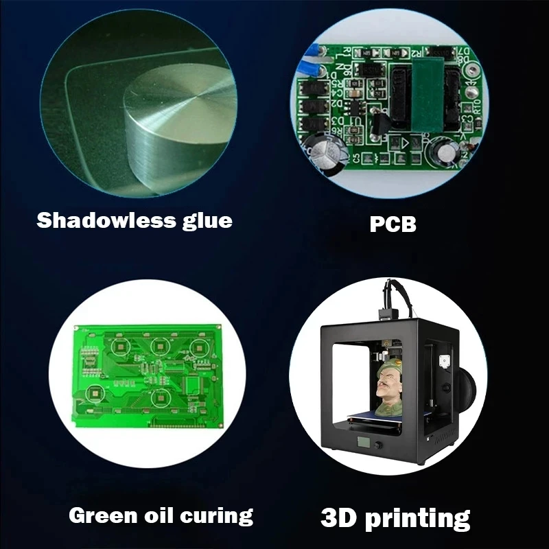 Lâmpada de cura UV de alta intensidade, verniz sem cola, tela de impressão de tinta verde, CA 110V-220V, 720W, 395nm, 405nm, 365nm