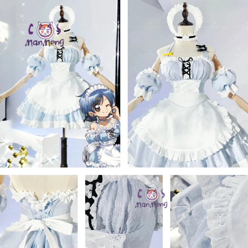 New Anime Hanon Hosho cosplay Pichi Pichi Pitch costume Halloween party maid dress woman sweet Lolita uniform props wig set