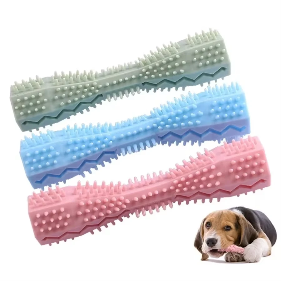 Durable Dog Chew Toy Stick Dog Toothbrush Soft Rubber Tooth Cleaning Point Massage Toothpaste Pet Toothbrush Molar Pet Supplies