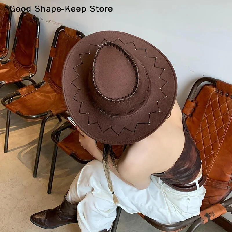 

Fashion West Fancy Dress Party Headwear Unisex Cap Women Men Cowboy Hat Western Suede Cowgirl Hats Accessories