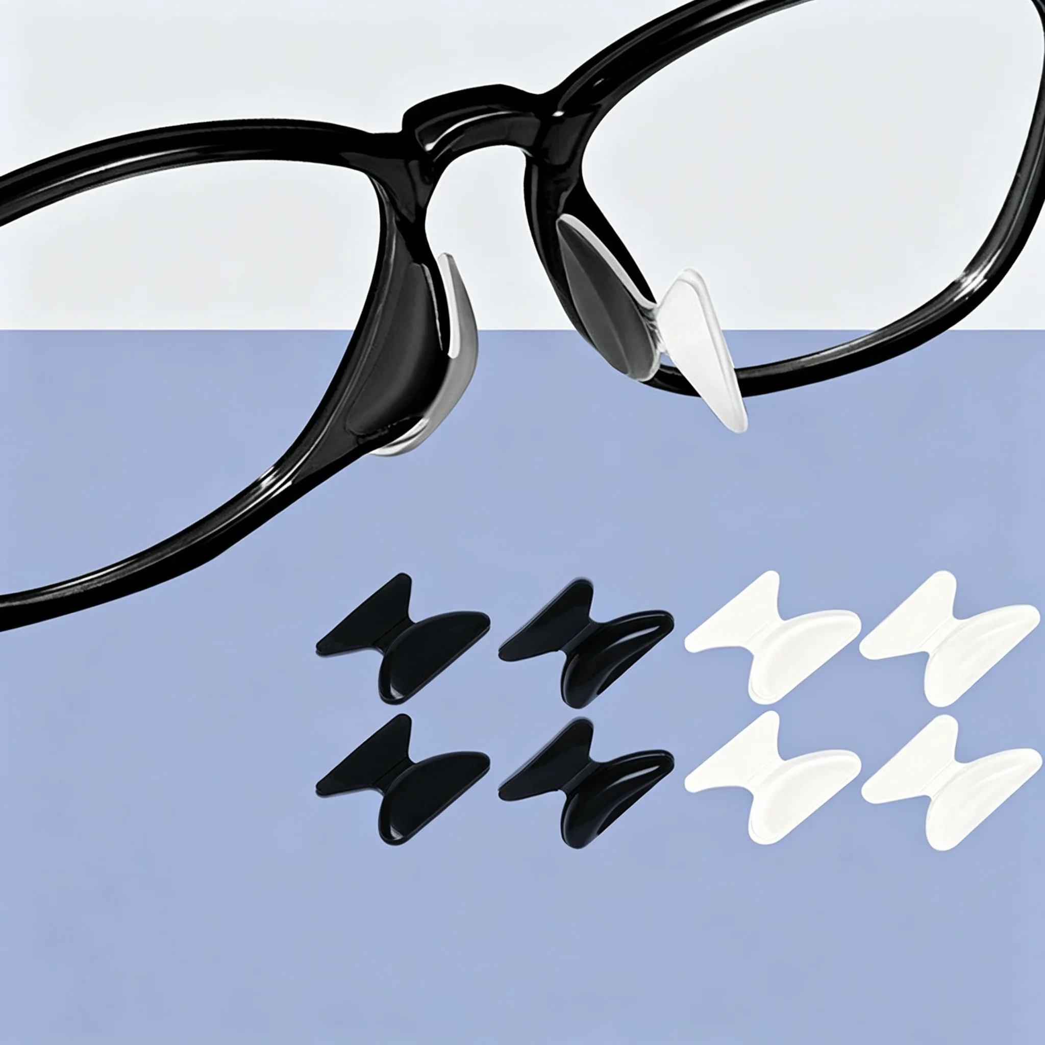 10 piece set of soft anti slip eyeglass nose pads | invisible comfortable cushion pad, with adhesive backing, available in black