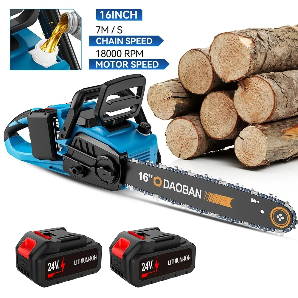 3500W Bürstenlose 16-Zoll-Elektrokettensäge Kabelloses Akku-Gartengerät für Holzbearbeitung und Schneiden, kompatibel mit Makita-Akkus