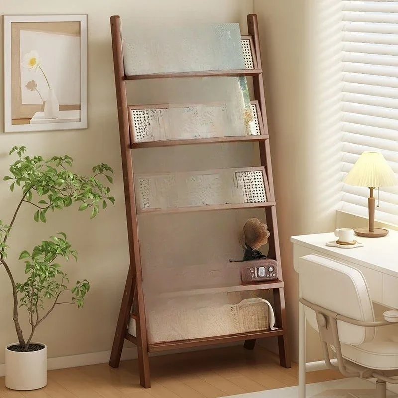 

Bookshelf Solid wood shelf Floor-to-ceiling bookcase Living room against the wall Bookshelf Vintage bedroom Multi-layer