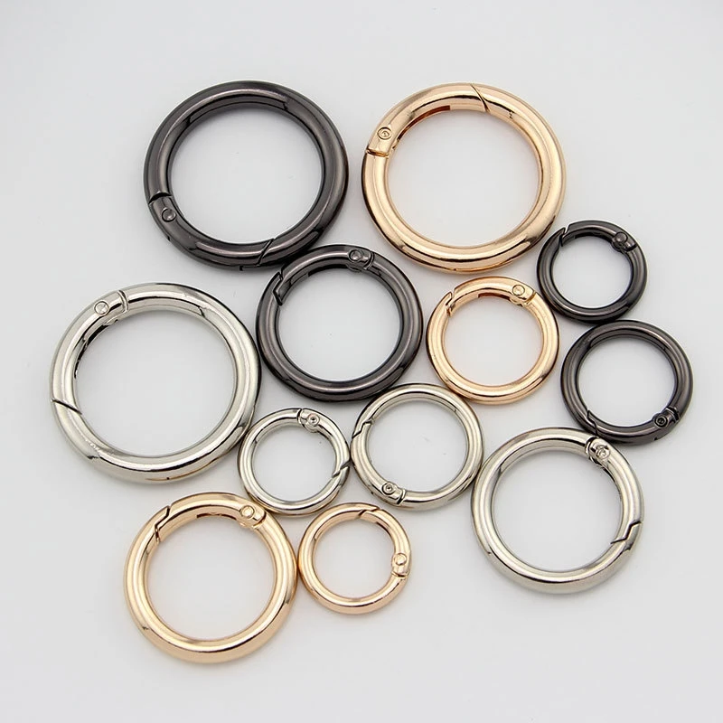 5pcs Spring Clasp Keychain Ring KC Gold Color Openable Round Carabiner Hook Buckle