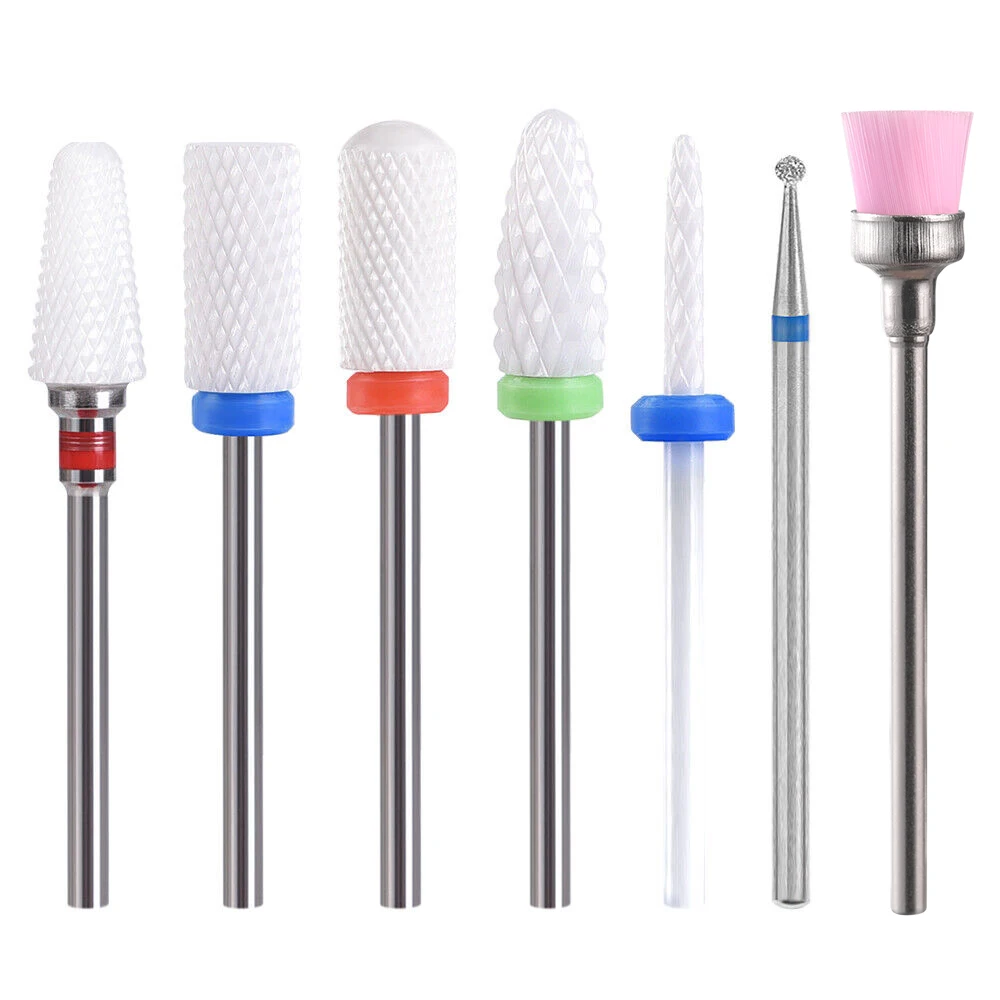 KADS Ceramic Nail Drill Bits Set for Acrylic Nails Cutters for Manicure Machine Remove Acrylic Gel Nails Cuticle 3/32'' (2.35mm)