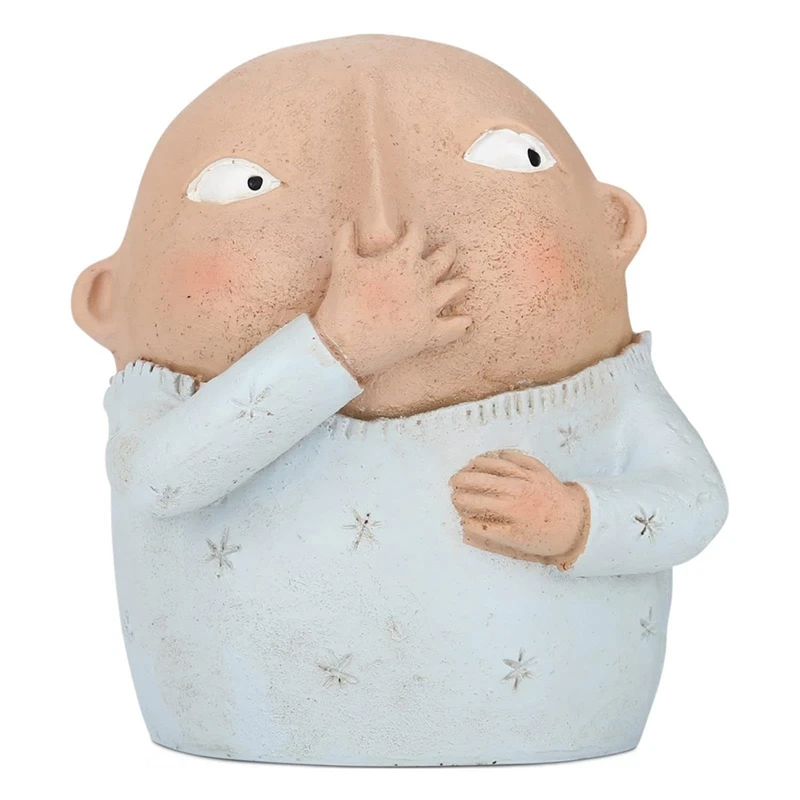 BEAU-Holding Nose Bathroom Statue Holding Nose Sculpture Kitschy Cute Weird Vulgar Figurine Resin Ornament For Toilet