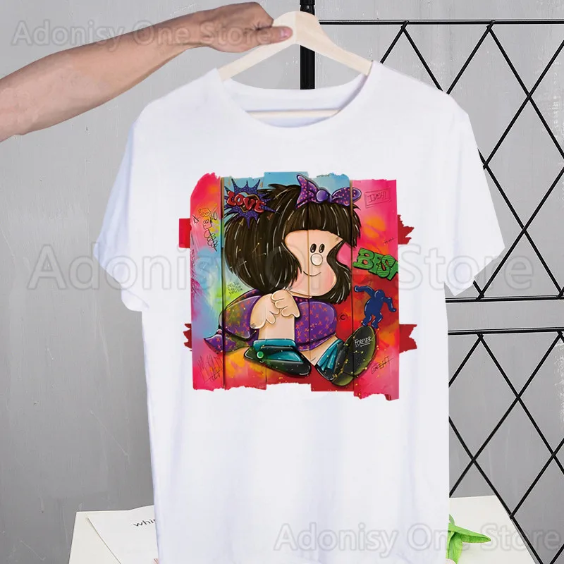 Mafalda Comic Ulzzang Cartoon Kawaii T Shirt Men New Casual Short Sleeve Tshirt Homme Manga Unisex T-shirt Tees