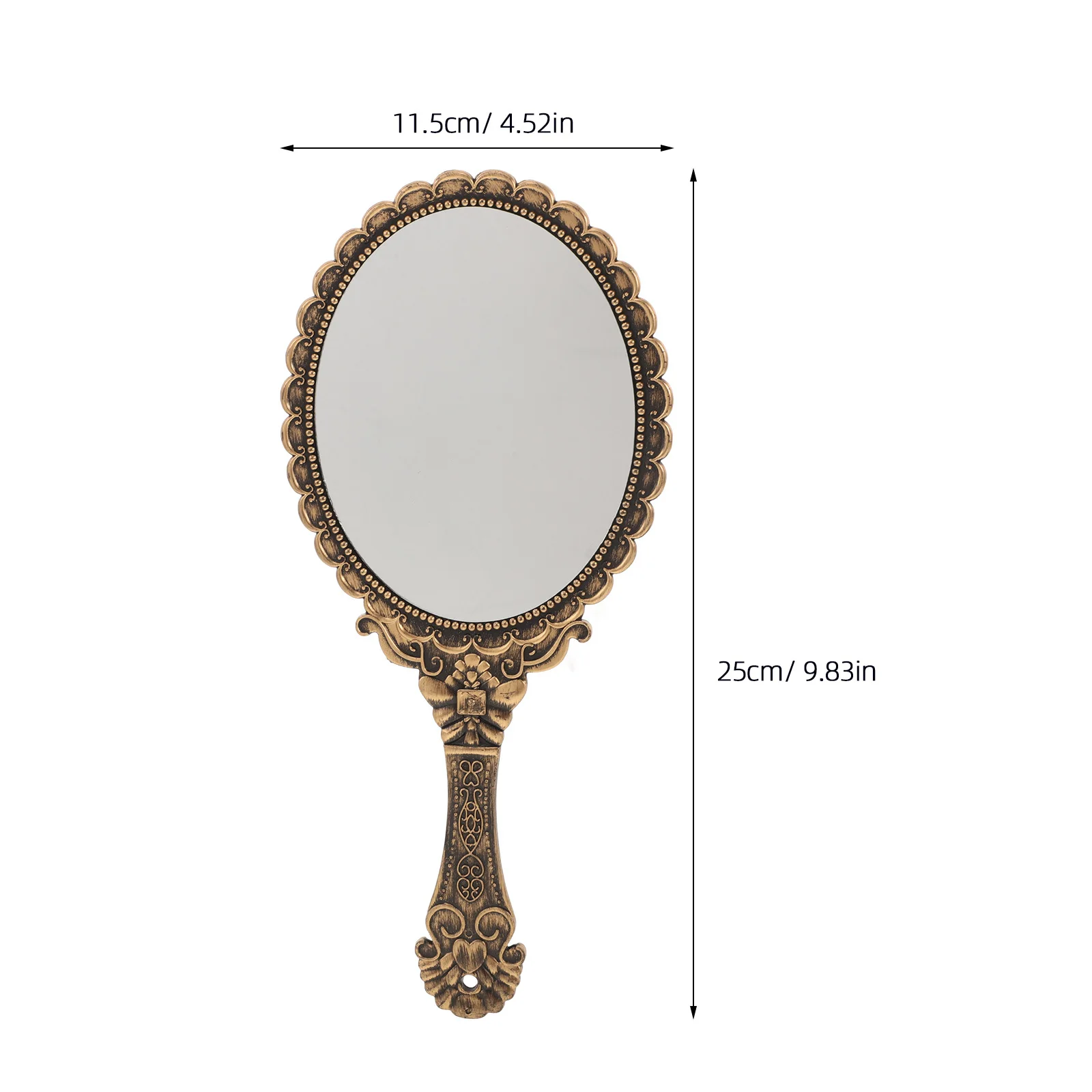 Small Vintage Hand Mirror Embossed Floral Decoration High Definition Portable for Travel and Everyday Beauty Routine Touch Ups