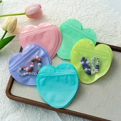 50Pcs 10x10cm Heart Shape Resealable Plastic Ziplock Pouch Bag For Jewelry Display Storage Convenient Packaging Small Businesses