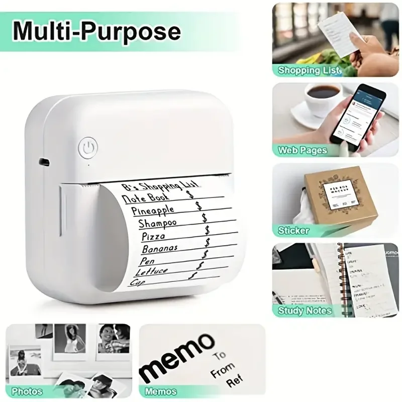 Portable Mini Pocket Inkless Printer Wireless BT Thermal Printer For Photos Receipts Notes Memo Label For IOS Android Smartphone