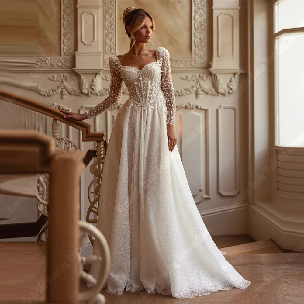 

Sweetheart Collar Women Wedding Dresses Fascinating Sexy A-Line Fork Bridal Gowns Princess Engagement Banquet Vestidos De Novias