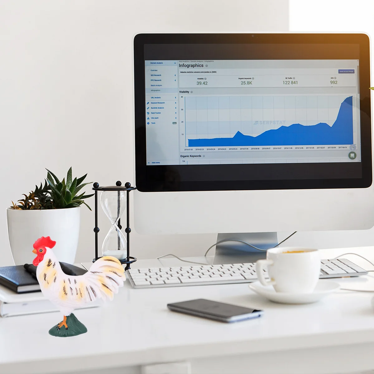 

2Pcs Rooster Decor Artificial Chicken Craft Animal Poultry Ornament Living Room Party Decoration Animal Model