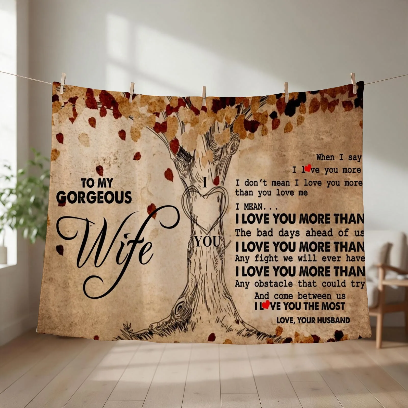 To My Gorgeous Wife I Love You More Than, Valentine Gift For Wife Throw Blanket blankets and throws Baby Tourist Cute Blankets