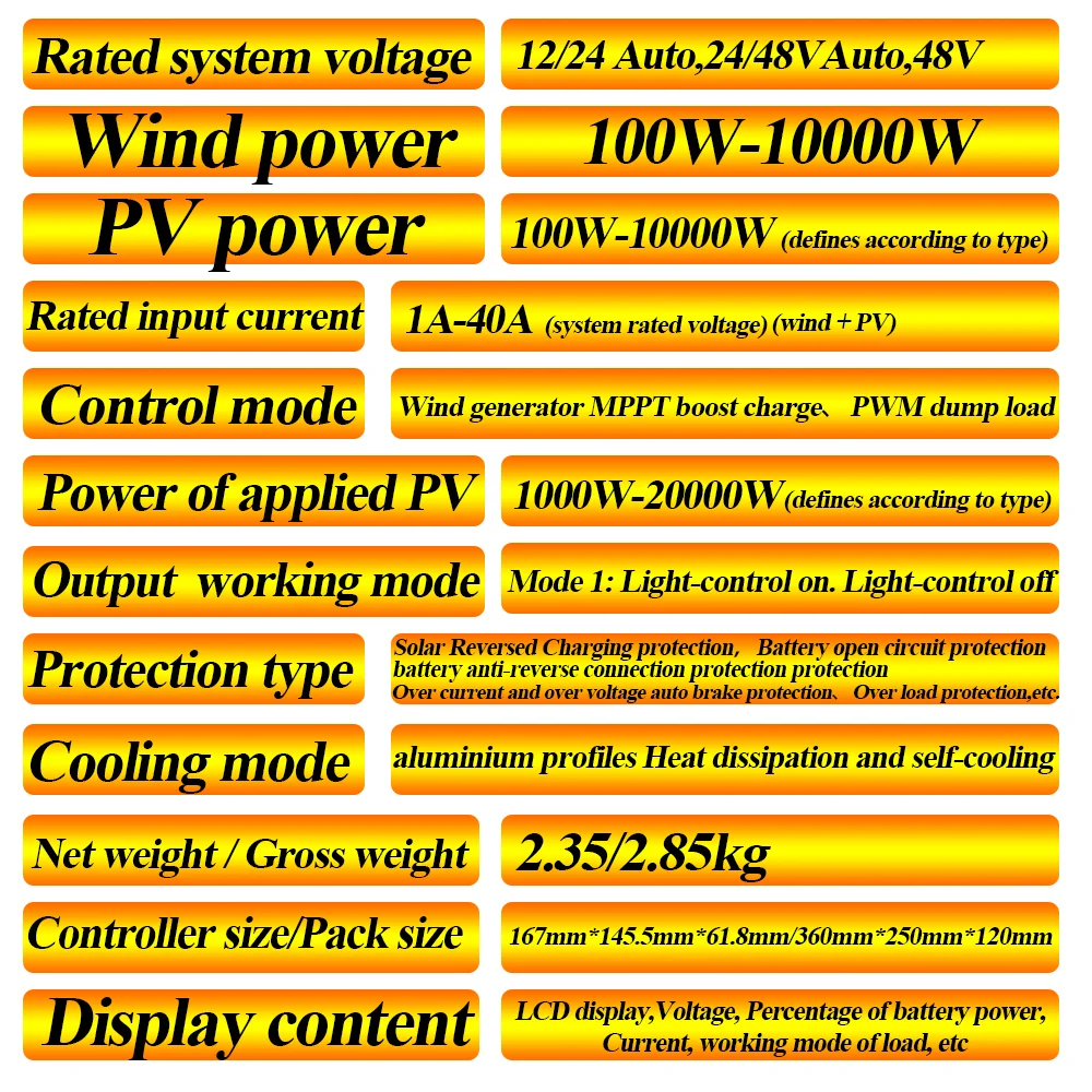 1000W-8000W Hybrid Charge Controller 12/24V/48V Automatic Hybrid Controller With Dump Load Resistor