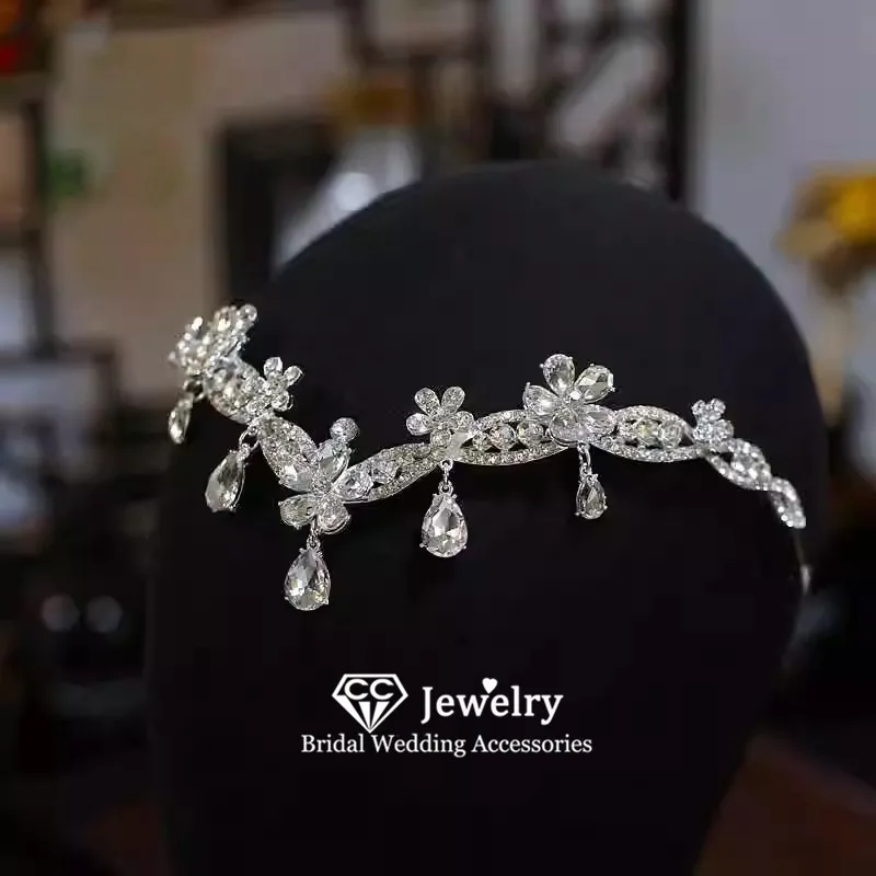 

CC Shining Headbands Women Accessories Bridal Headdress Engagement Hair Ornaments Wedding Headpiece Crystal Pendant Gifts AN469