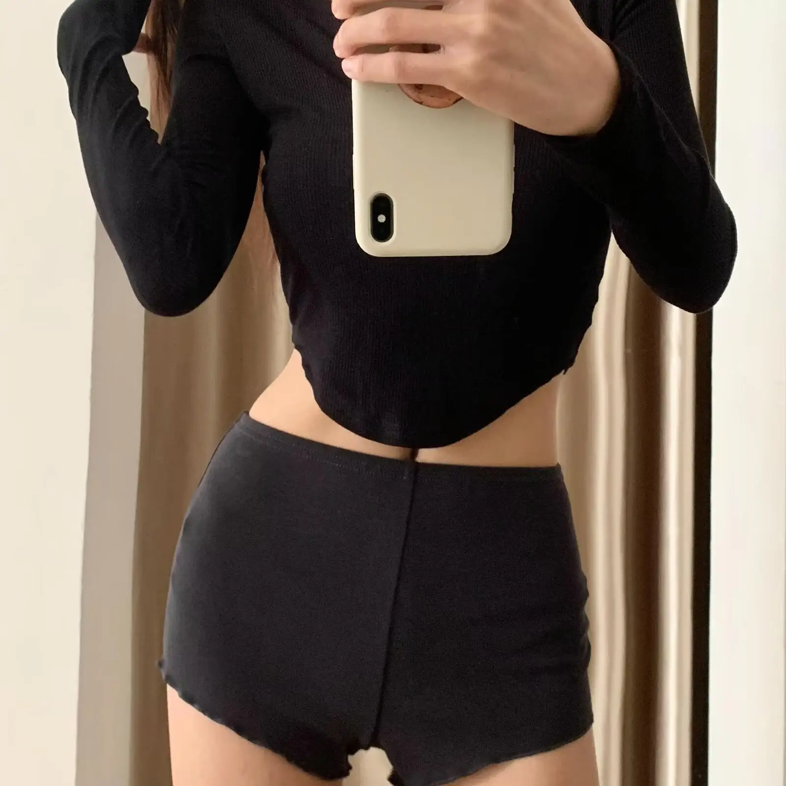 عالية الخصر سليم صالح orts المرأة ملابس المنزل مباراة داخلية مكافحة الضوء الصيف Se السراويل لون نقي قاعدة طبقة السراويل #2