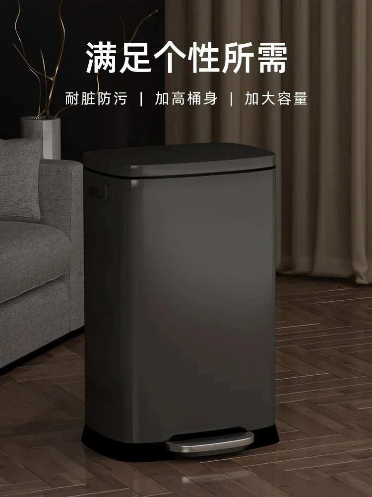 Stainless steel trash can kitchen home large foot pedal with lid large capacity commercial hotel 50 liter office 30l