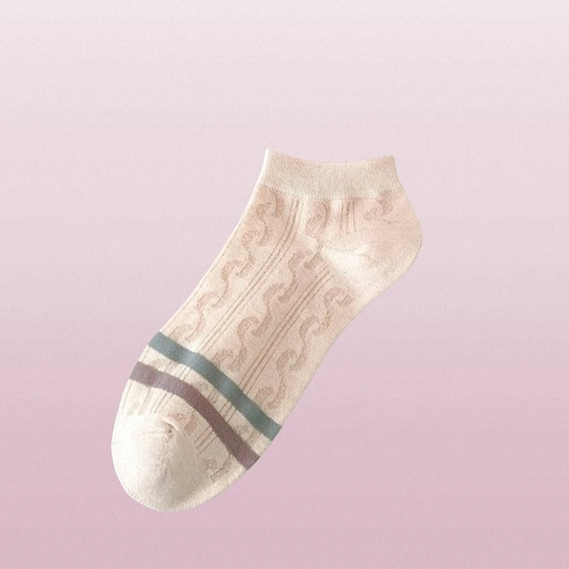 Chaussettes Bateau Minces et Respirantes pour Femme, Tube Court Rose Rayé, Style Collège, en Coton, Assorties avec Documents, Nouvelle Collection Été, 5/10 Paires