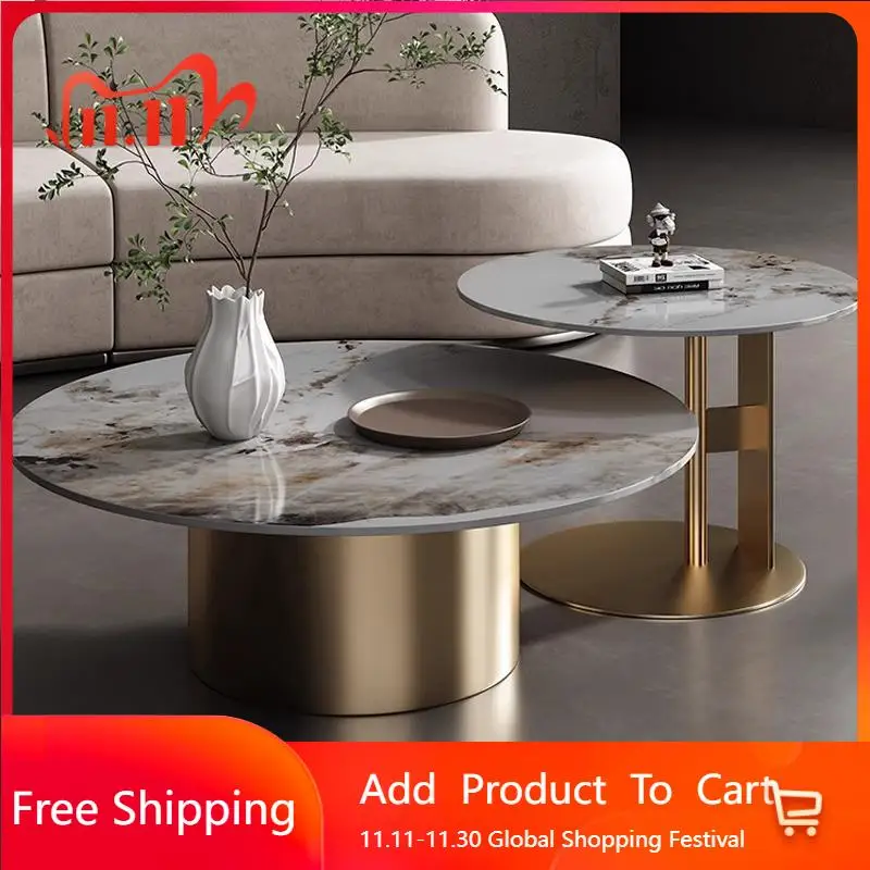

Italian Luxury Coffee Table Modern Simple Living Room Small Round Coffee Table Decoration Mesas Bajas Lounge Suite Furniture
