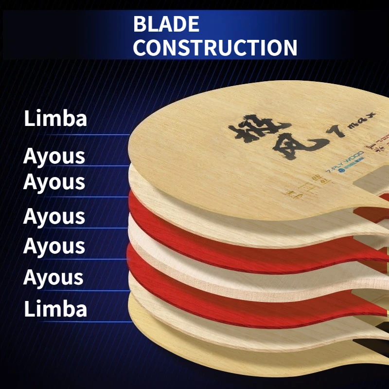 LOKI Telson Jifeng 7 Max Table Tennis Racket Blade 7-Ply Pure Wood Limba Surface OFF+ Ping Pong Paddle for Intermediate Players view 3