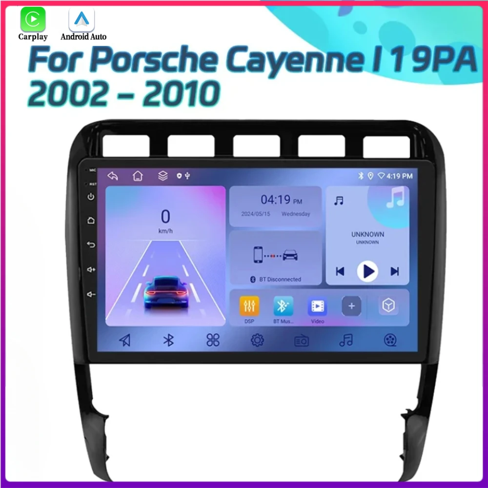 Car Radio Android 14 For Porsche Cayenne I 1 9PA 2002-2010 WIFI Multimedia Bluetooth Carplay Wireless 4G GPS Touch Screen Stereo