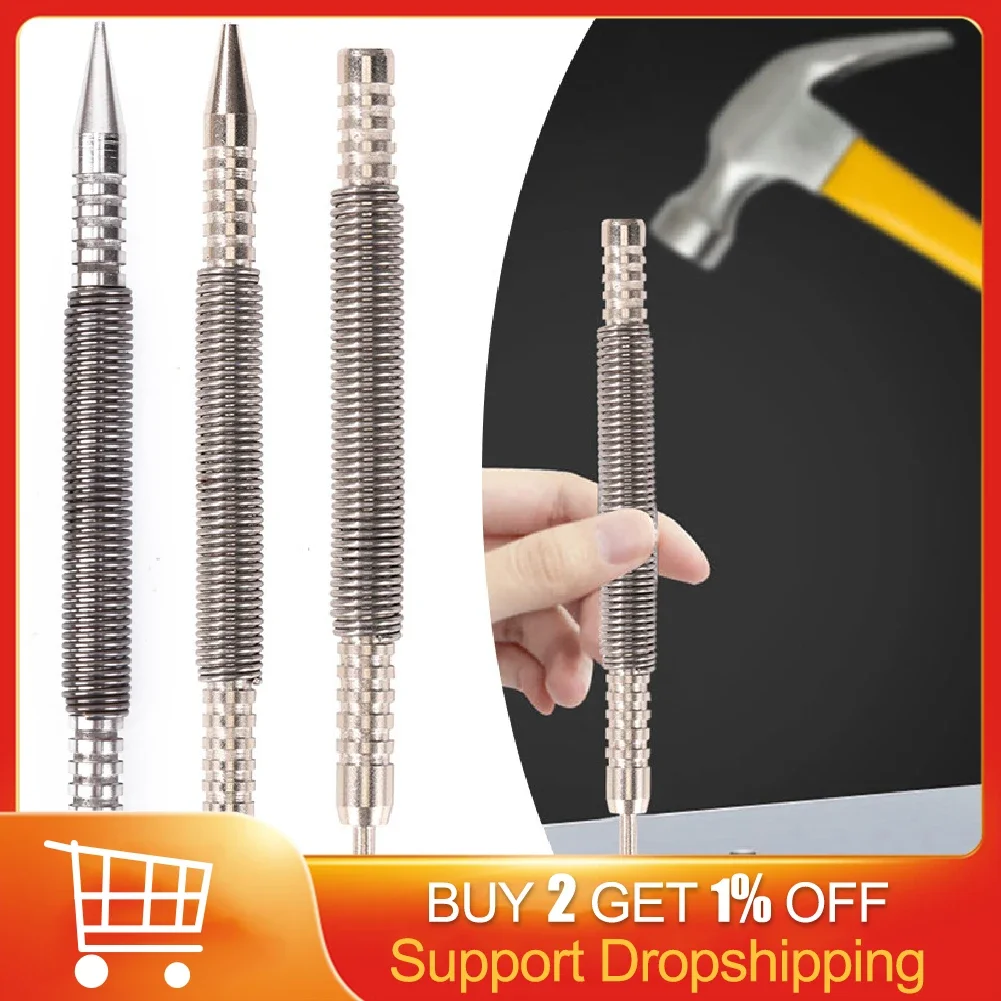 أداة نابضة مجموعة أظافر بدون مطرقة ، لكمة ثقوب مركزية ، علامات محملة ، مثقاب خشبي معدني ، إزالة دبوس الباب