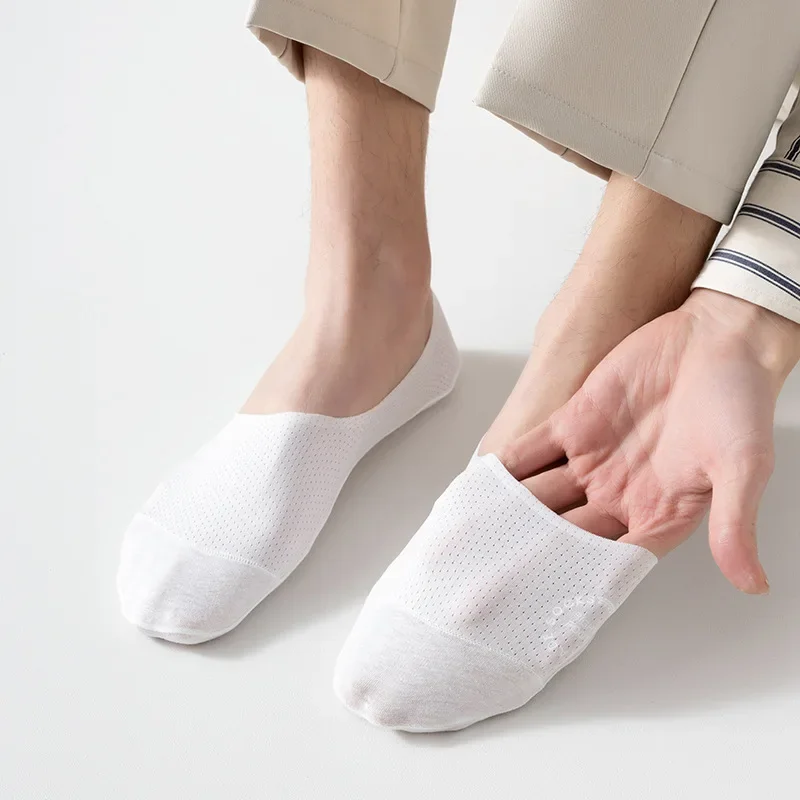 Silicone Non-slip Low Cut Boat Socks Hollow Out Mesh Breathable Summer Invisible No Show Socks Men Male Ice Silk Sock Slippers view 3