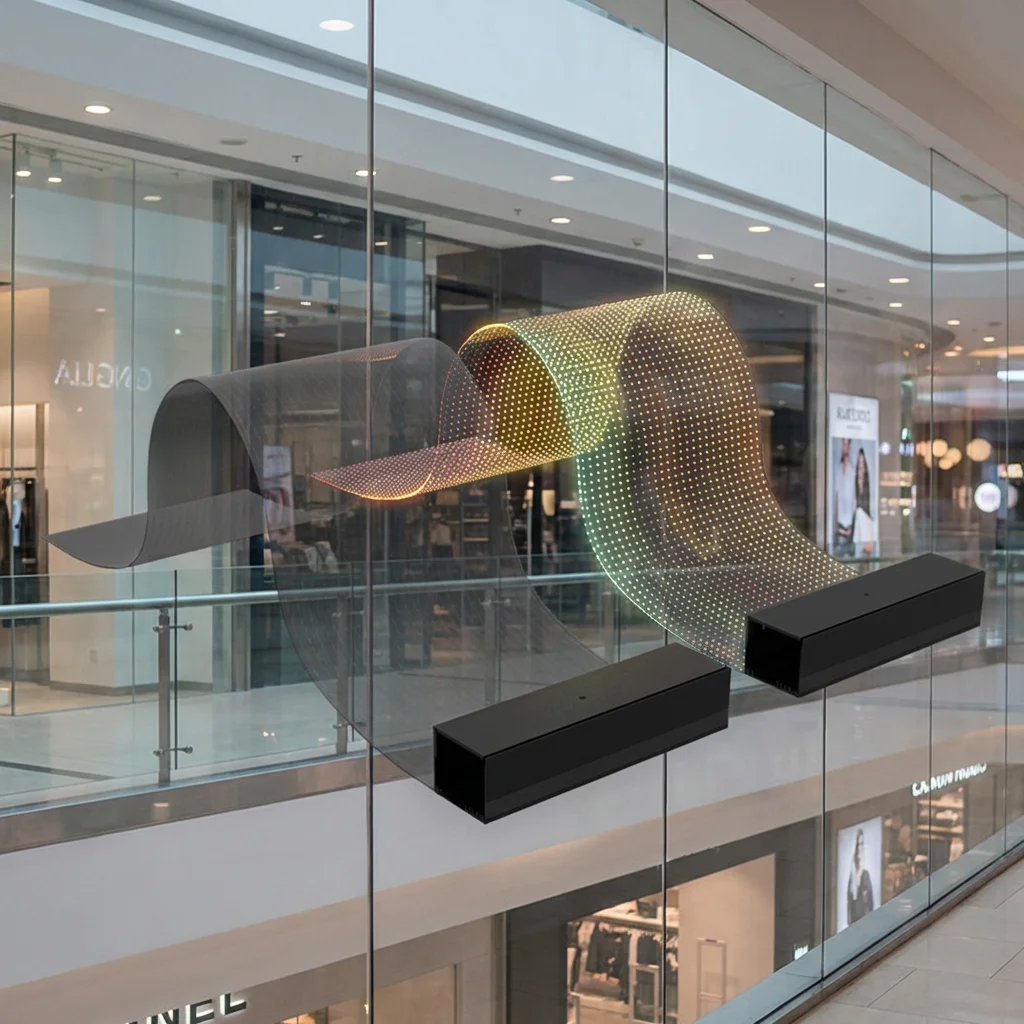 Flexible Crystal Film Display Flexible Transparent Surfaces RequiredDisplay Film Glass Can Shopping Malls Exhibition halls